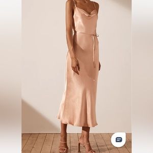 Shona Joy LA LUNE BIAS COWL MIDI DRESS - DESERT ROSE Size 8